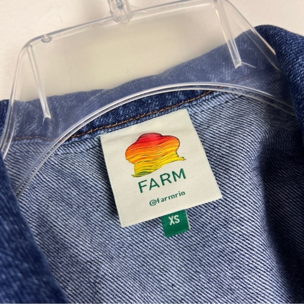 Farm Rio Crochet Embroidered Denim Jean Jacket - Picture 6 of 10